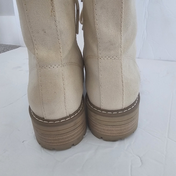 Universal Thread Cream Lace Up Combat Boot Easy Zip Size 8.5 M - Picture 6 of 8